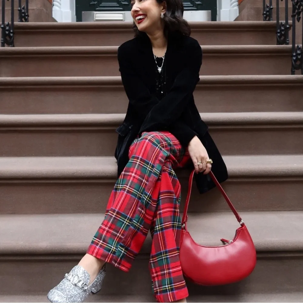 Old Navy Red Tartan Flannel Pants Holiday Women Size Small New With Tags - Picture 1 of 3